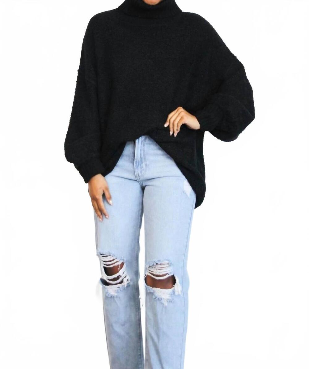 NEW ZENANA under wraps turtleneck sweater in black